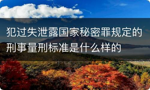 犯过失泄露国家秘密罪规定的刑事量刑标准是什么样的