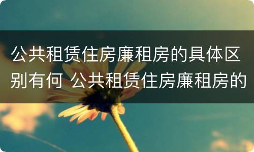 公共租赁住房廉租房的具体区别有何 公共租赁住房廉租房的具体区别有何不同
