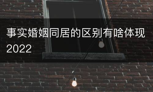 事实婚姻同居的区别有啥体现2022