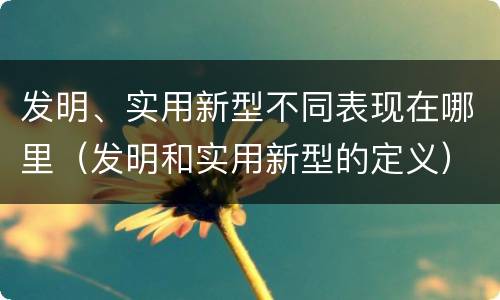 发明、实用新型不同表现在哪里（发明和实用新型的定义）