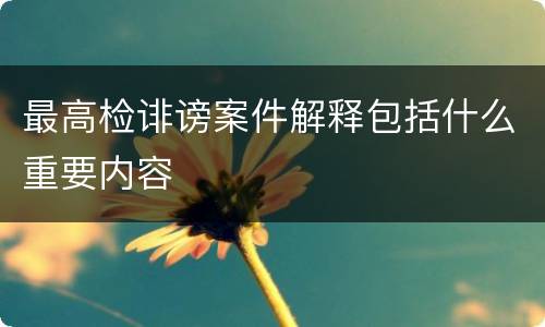 最高检诽谤案件解释包括什么重要内容
