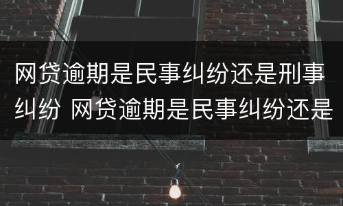 网贷逾期是民事纠纷还是刑事纠纷 网贷逾期是民事纠纷还是刑事纠纷呢