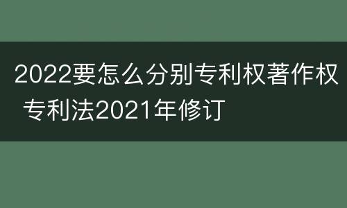 2022要怎么分别专利权著作权 专利法2021年修订