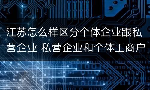 江苏怎么样区分个体企业跟私营企业 私营企业和个体工商户
