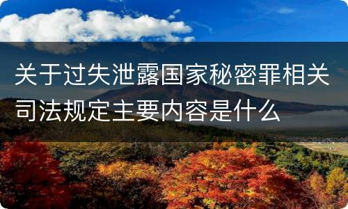 关于过失泄露国家秘密罪相关司法规定主要内容是什么