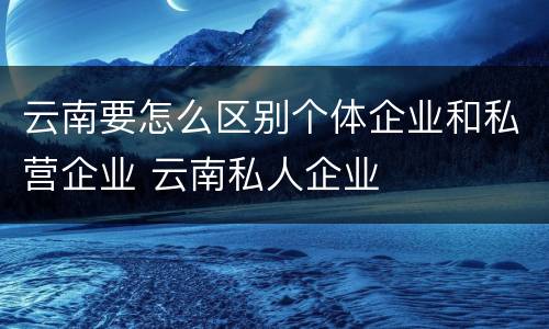 云南要怎么区别个体企业和私营企业 云南私人企业