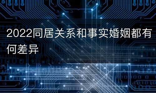 2022同居关系和事实婚姻都有何差异