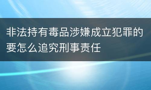 非法持有毒品涉嫌成立犯罪的要怎么追究刑事责任