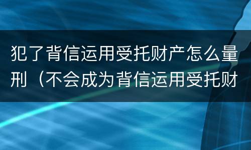 犯了背信运用受托财产怎么量刑（不会成为背信运用受托财产罪的犯罪主体）