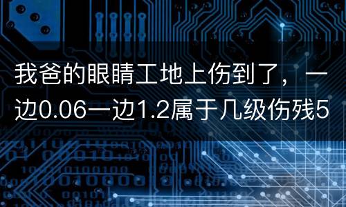 我爸的眼睛工地上伤到了，一边0.06一边1.2属于几级伤残53岁了能陪多少钱谢谢