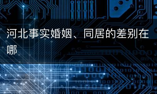 河北事实婚姻、同居的差别在哪