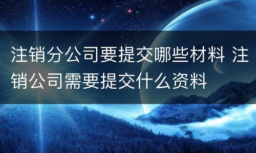注销分公司要提交哪些材料 注销公司需要提交什么资料