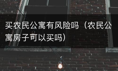 买农民公寓有风险吗（农民公寓房子可以买吗）