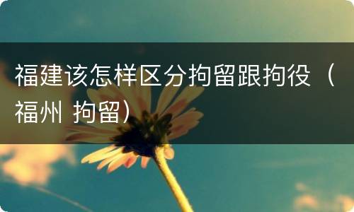 福建该怎样区分拘留跟拘役（福州 拘留）