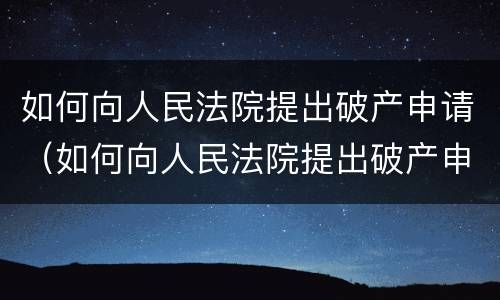 如何向人民法院提出破产申请（如何向人民法院提出破产申请）