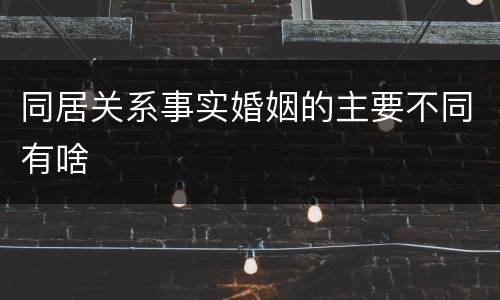 同居关系事实婚姻的主要不同有啥