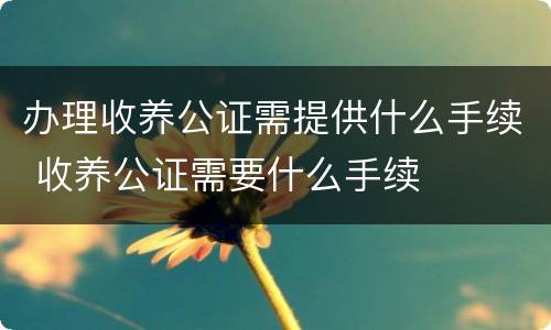 办理收养公证需提供什么手续 收养公证需要什么手续