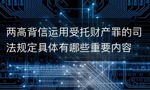 两高背信运用受托财产罪的司法规定具体有哪些重要内容
