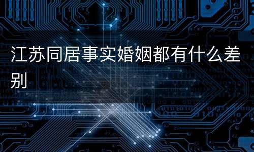 江苏同居事实婚姻都有什么差别