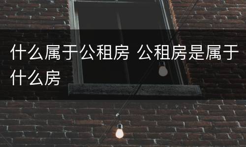 什么属于公租房 公租房是属于什么房