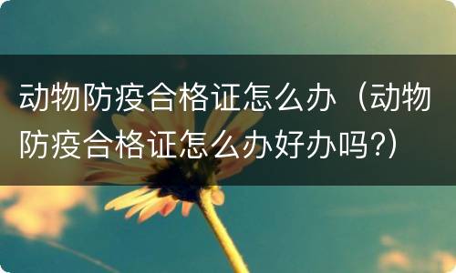 动物防疫合格证怎么办（动物防疫合格证怎么办好办吗?）