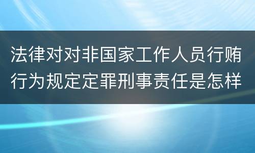 法律对对非国家工作人员行贿行为规定定罪刑事责任是怎样