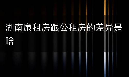湖南廉租房跟公租房的差异是啥