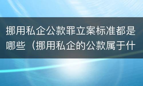 挪用私企公款罪立案标准都是哪些（挪用私企的公款属于什么罪）
