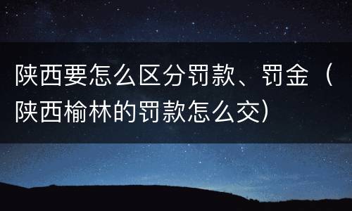 陕西要怎么区分罚款、罚金（陕西榆林的罚款怎么交）