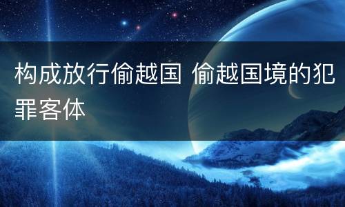 构成放行偷越国 偷越国境的犯罪客体