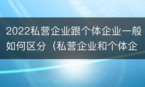 2022私营企业跟个体企业一般如何区分（私营企业和个体企业的区别）