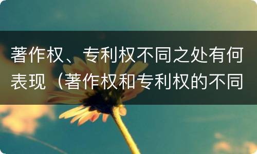 著作权、专利权不同之处有何表现（著作权和专利权的不同）