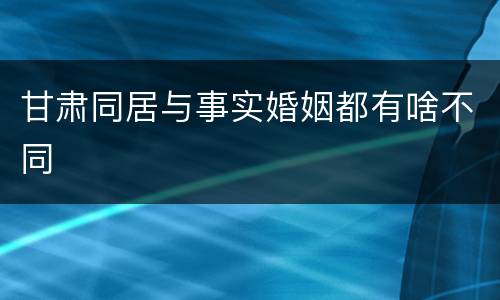 甘肃同居与事实婚姻都有啥不同