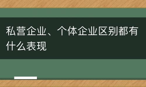 私营企业、个体企业区别都有什么表现