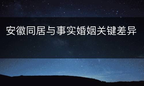 安徽同居与事实婚姻关键差异