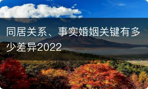 同居关系、事实婚姻关键有多少差异2022