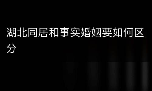 湖北同居和事实婚姻要如何区分