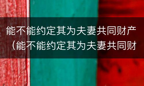 能不能约定其为夫妻共同财产（能不能约定其为夫妻共同财产的条件）