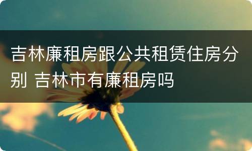 吉林廉租房跟公共租赁住房分别 吉林市有廉租房吗