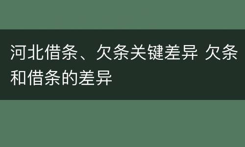 河北借条、欠条关键差异 欠条和借条的差异