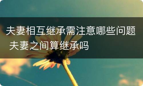 夫妻相互继承需注意哪些问题 夫妻之间算继承吗