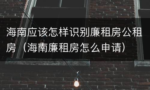 海南应该怎样识别廉租房公租房（海南廉租房怎么申请）