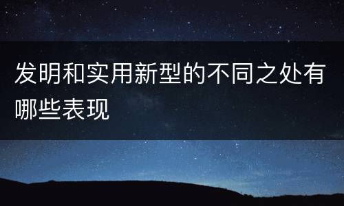 发明和实用新型的不同之处有哪些表现