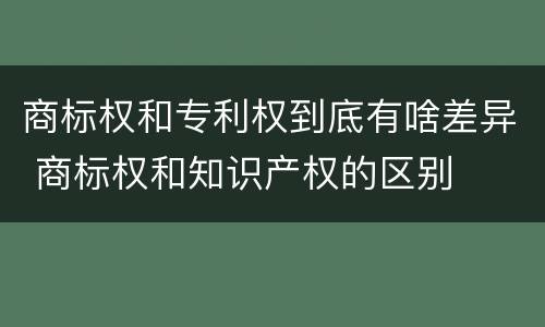 商标权和专利权到底有啥差异 商标权和知识产权的区别