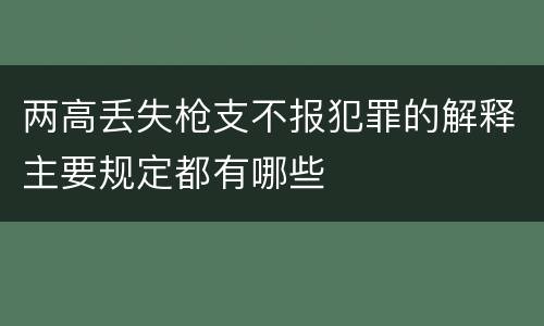两高丢失枪支不报犯罪的解释主要规定都有哪些