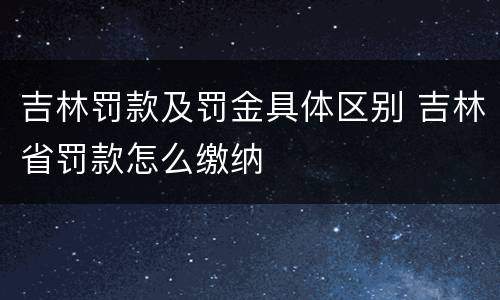 吉林罚款及罚金具体区别 吉林省罚款怎么缴纳