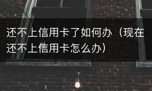 还不上信用卡了如何办（现在还不上信用卡怎么办）