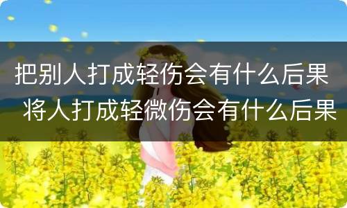 把别人打成轻伤会有什么后果 将人打成轻微伤会有什么后果