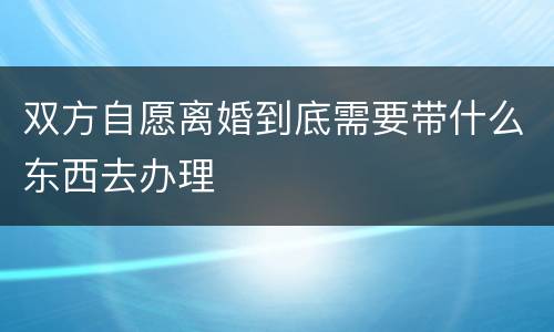双方自愿离婚到底需要带什么东西去办理
