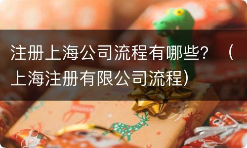注册上海公司流程有哪些？（上海注册有限公司流程）